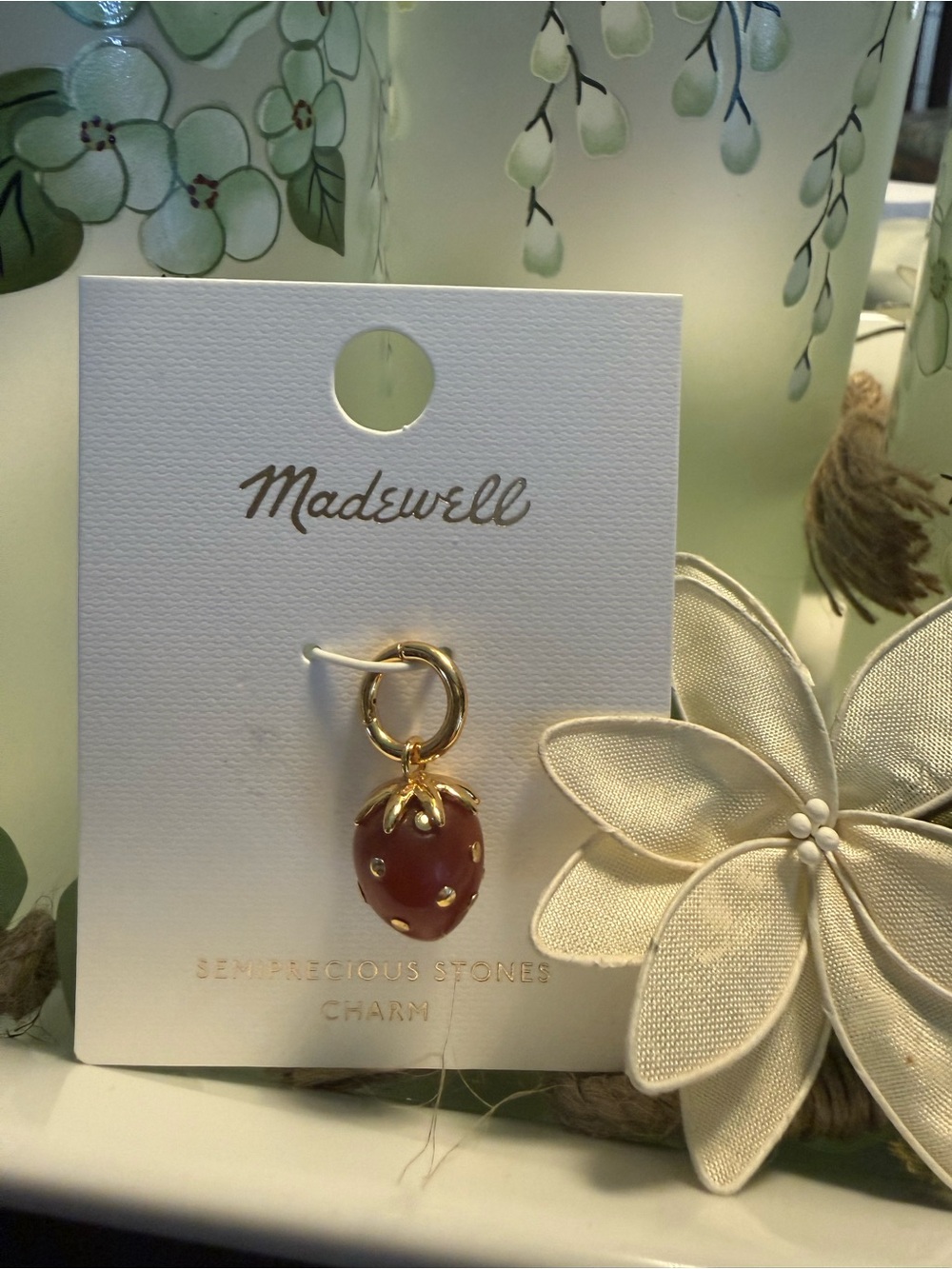 Madewell Gold-tone Strawberry Charm with Red Stone